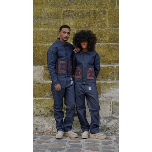 nwot Les Bons Gars Dark Denim Logo Straight Leg Jeans Small (32 X 34.5) - Picture 6 of 6